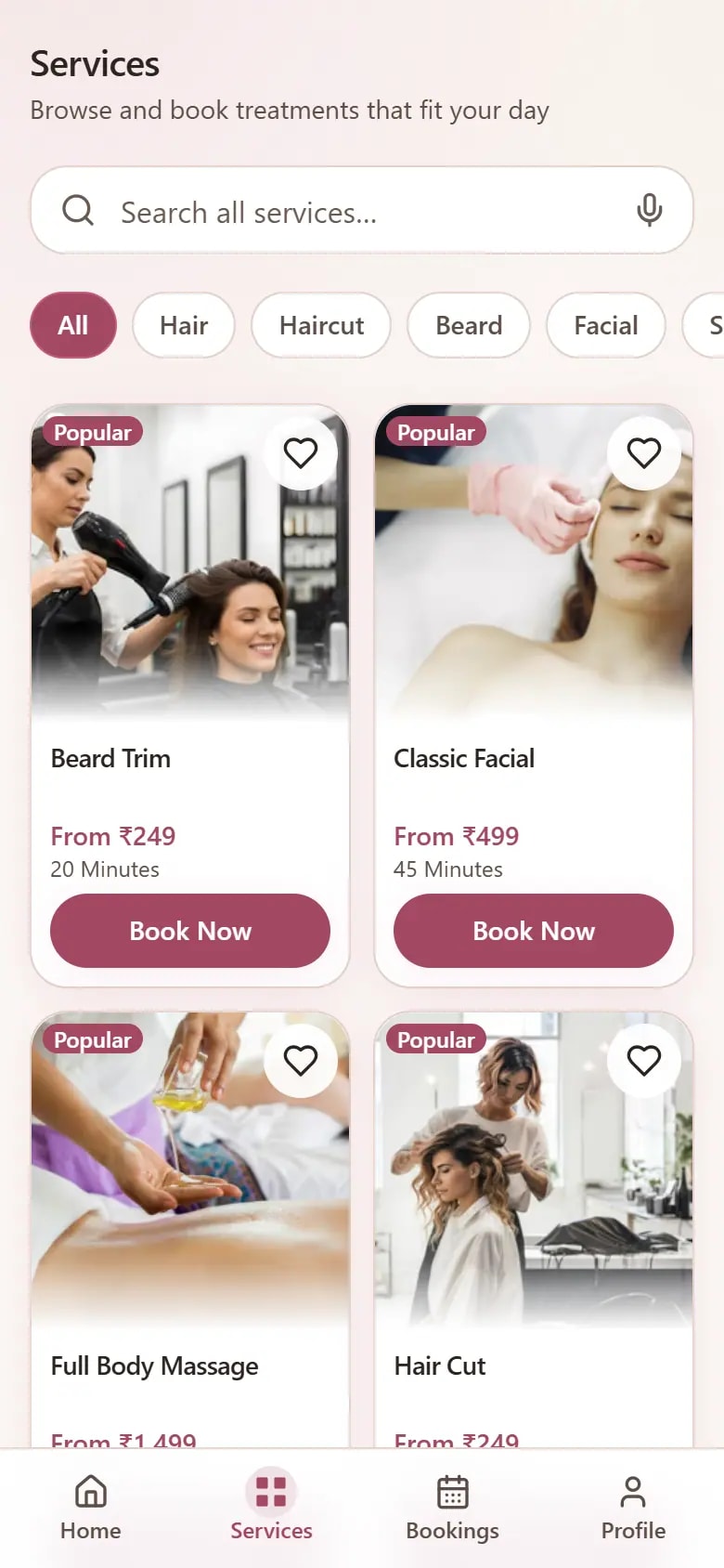 Choose a service in Apptzy