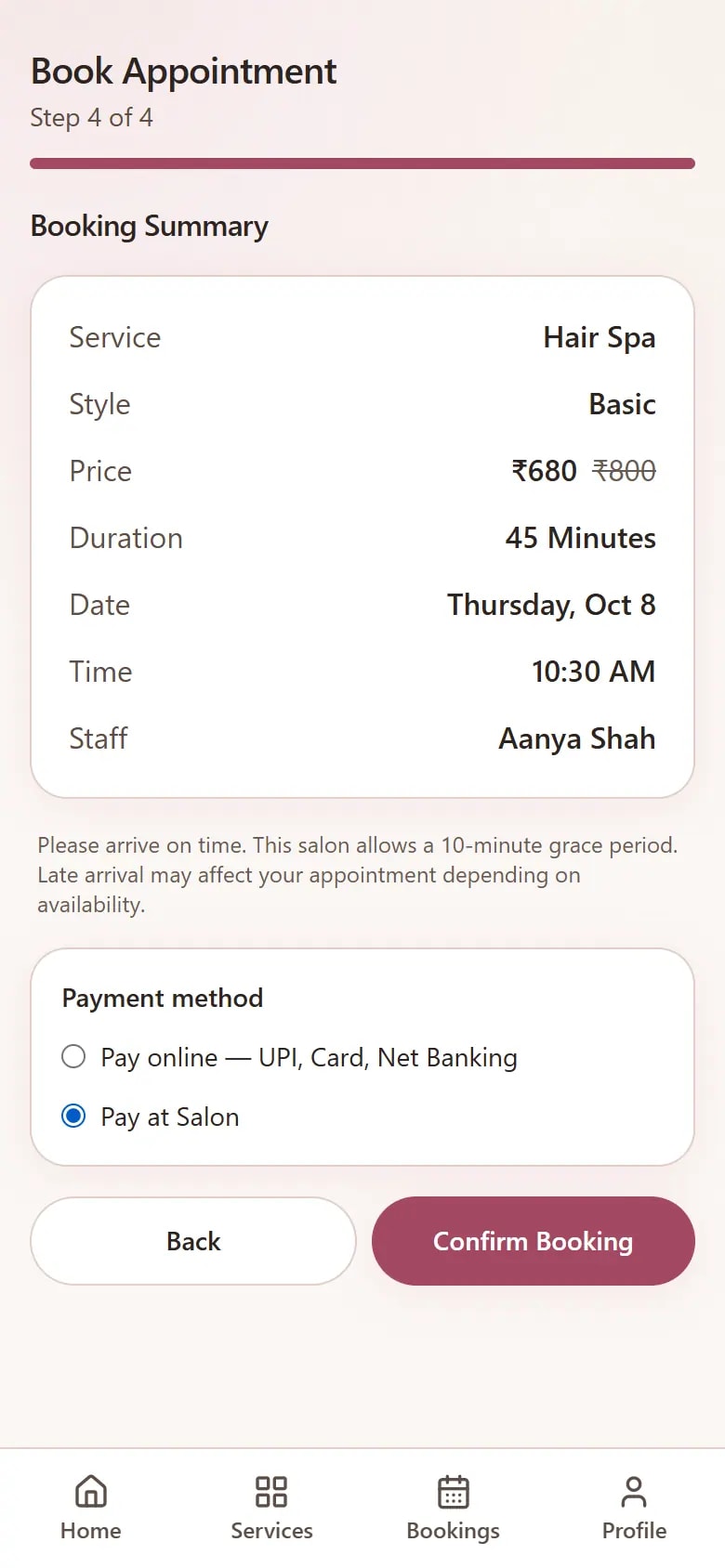 Confirm the visit in Apptzy